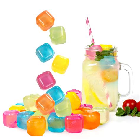 Buy Reusable Plastic Ice Cubes 25 Pack Colorful Refreezable Ice Cubes