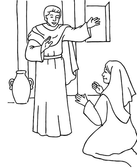 Angel Appears To Mary Coloring Pages | Nativity coloring pages, Super