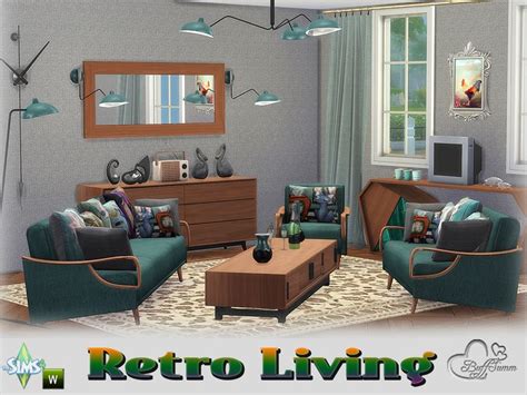Buffsumms Retro Livingroom Sims 4 Cc Furniture Living Rooms Retro