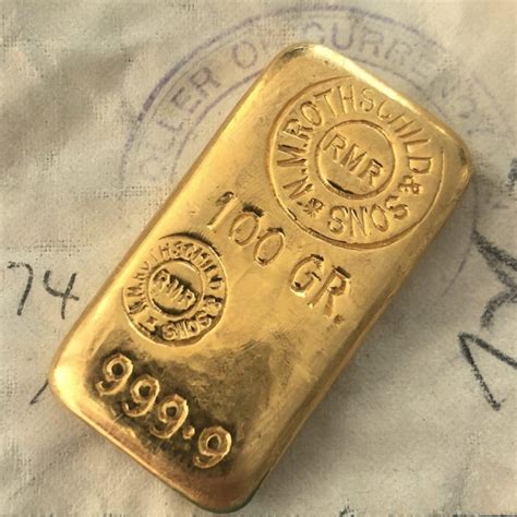 Rothschild 100 Gram 9999 Gold Poured Bar Coinwatchco