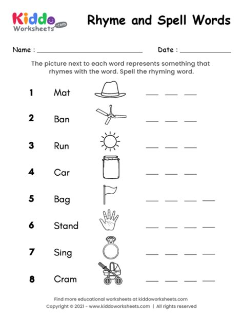 Rhyming Words Worksheets Pdf For Kindergarten Free Preschool