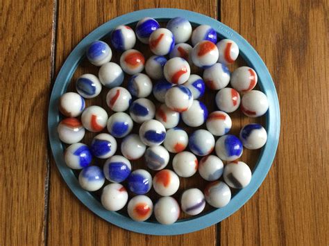 Lot Of 50 Vintage Champion Red White And Blue Marbles Etsy