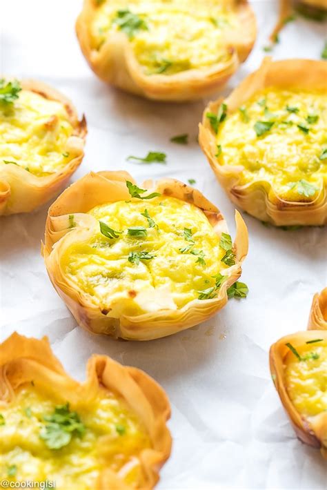 Desserts with eggs, dinner recipes with eggs, you name it! Egg, Leek and Feta Phyllo Cups Recipe - Cooking LSL