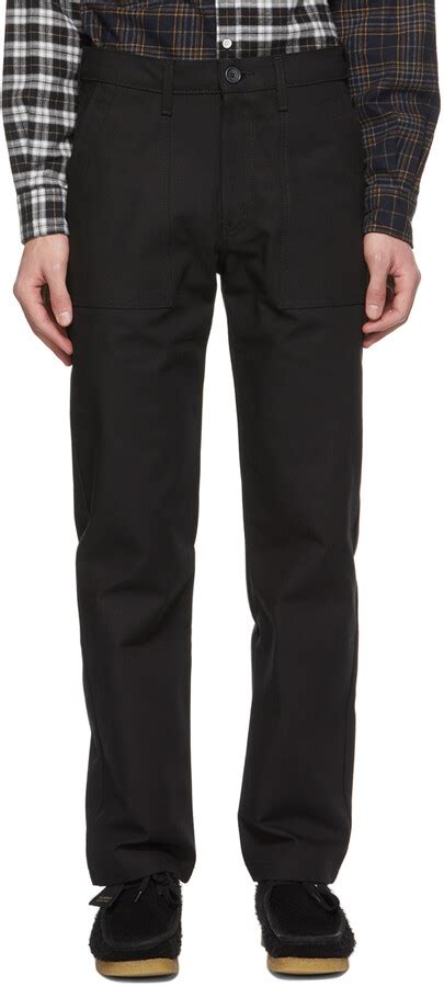 Naked Famous Denim Black Canvas Work Trousers ShopStyle Straight Fit