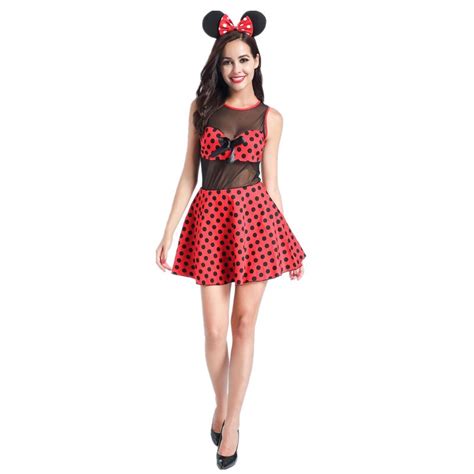 Sexy Mesh Patchwork Minie Mouse Cosplay Costumes Halloween Costumes For