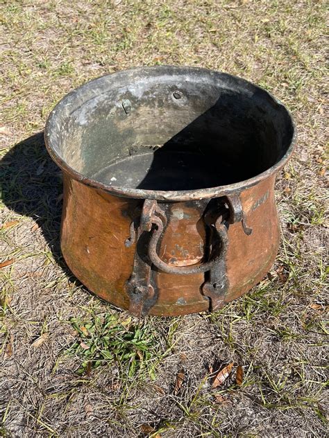 Copper Pot Large Antique Copper Bucket Copper Pan Antique Etsy