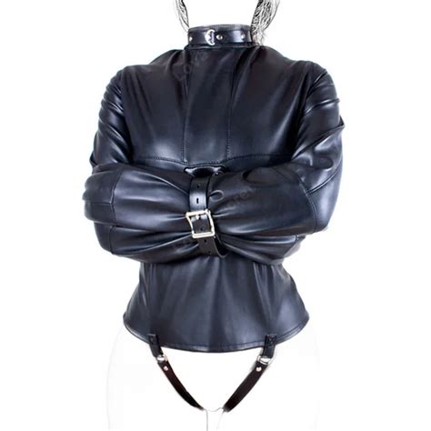 maryxiong pu leather straitjacket strict kinky fancy straight jacket for women sm sandm body