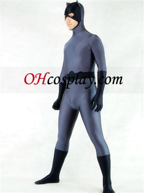grey and black lycra spandex batman superhero zentai suit [zt01159] 60 99