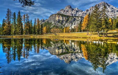 Wallpaper Autumn Trees Mountains Lake Reflection Italy Italy The