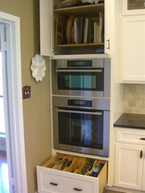 Do you suppose microwave oven kitchen cabinets looks great? kitchen finished oven cabinets | Wall oven kitchen ...