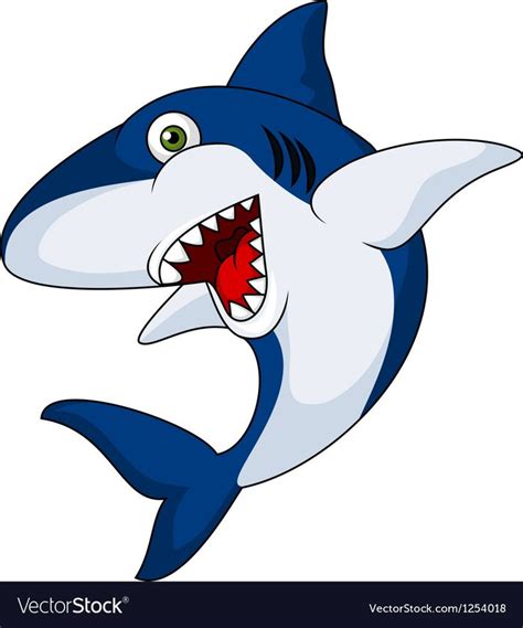 Vector Illustration Of Smiling Shark Cartoon Download A Free Preview