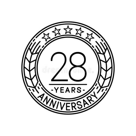 28 Years Anniversary Celebration Logo Template 28th Line Art Vector