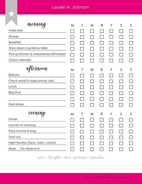 Daily Reminders Check List For Kids Printable Tedy Printable Activities