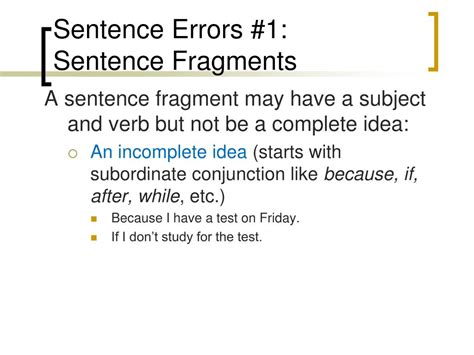 PPT Sentence Errors PowerPoint Presentation Free Download ID