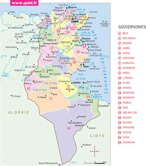 Carte De Tunisie Détaillée Archives Voyages Cartes