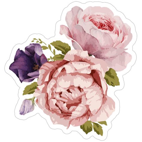 Pink Bouquet Of Roses Flower Stickers
