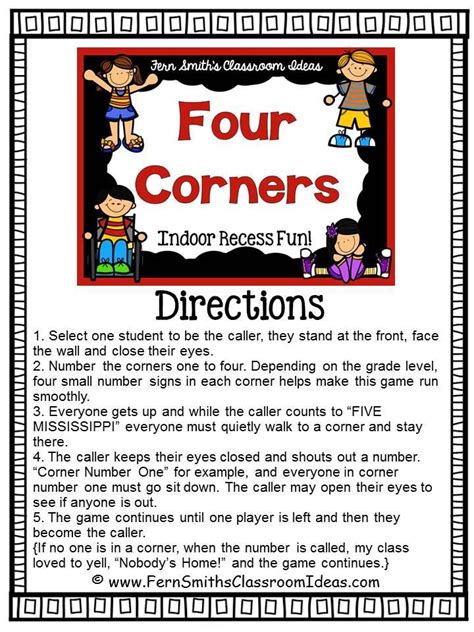 Could be a or b? Indoor Recess ~ Four Corners Directions | Gym games for ...