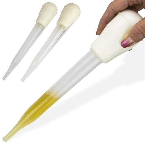 [2 pack] turkey baster nylon syringe fluid grease separator for cooking heavy duty