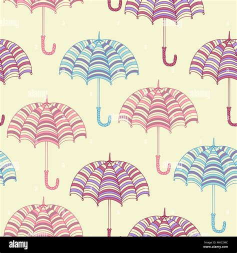 Seamless Pattern With Cute Umbrellas Vector Illustration Stock Vector