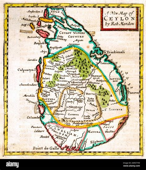 17th Century Map Of Ceylon Sri Lanka Stock Photo Alamy