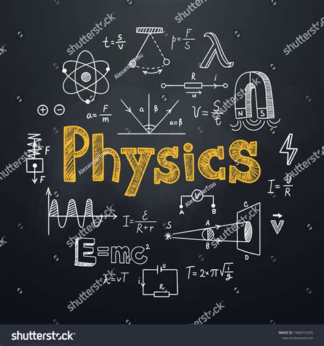 Physics Chalkboard Background Hand Drawn Style Stock Vector Royalty