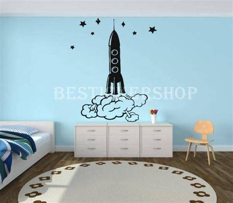 Rocket Wall Decal Outer Space Wall Decal Rocket Ship Decal Space Wall