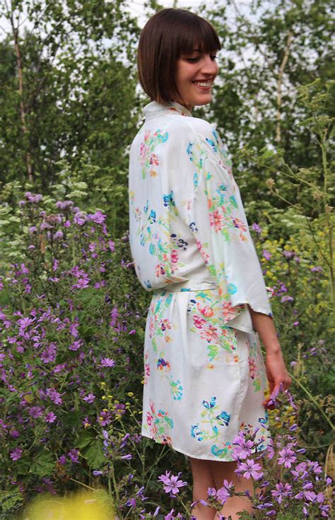 Floral Rainbows Short Kimono Dressing Gown By Verry Kerry