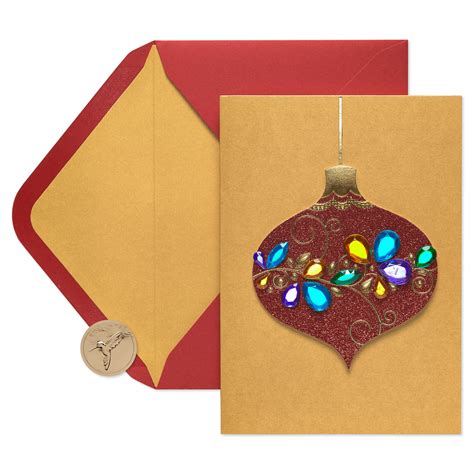 Papyrus Gem Ornament Christmas Boxed Greeting Cards 8ct