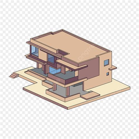 Gambar Ilustrasi Vektor Bangunan Rumah Isometrik Isometrik Arsitektur