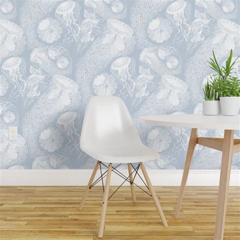 Peel And Stick Wallpaper 2ft Wide Jellyfish White Sea Ocean Aquatic