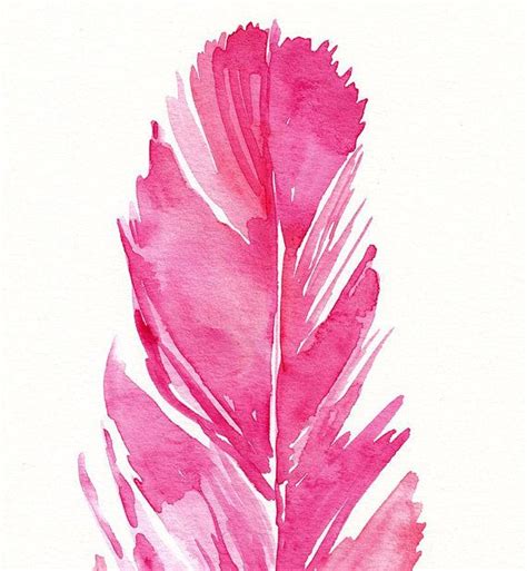 Pink Watercolor Feather Original Art 9x12 Mothers Day T Pink