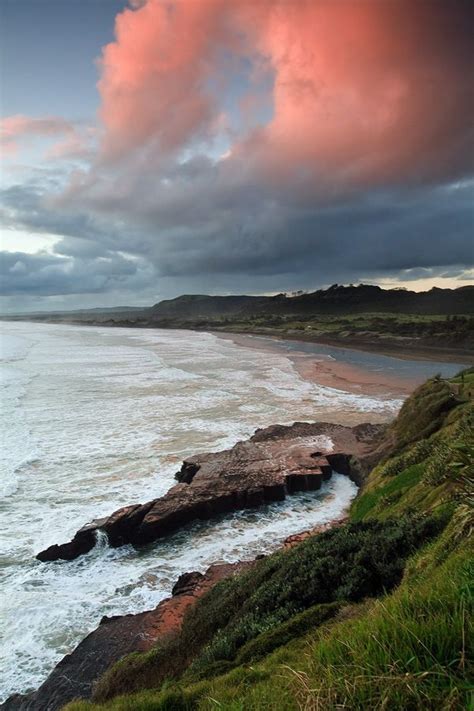 Sunset At Muriwai Beach Auckland New Zealand Muriwai Beach