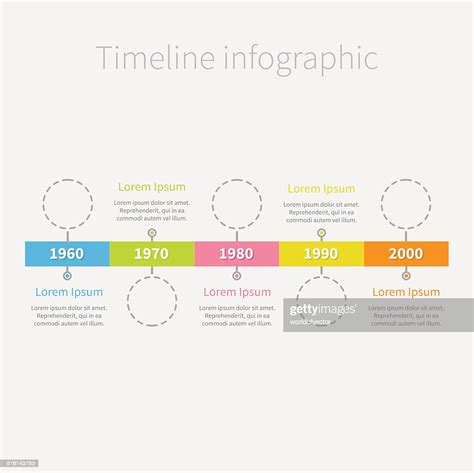 Timeline Ribbon Infographic Empty Dash Line Circles Text Template Flat