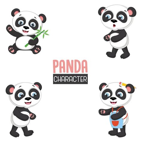 Panda Personnage De Dessin Animé Images Vectorielles Panda Personnage