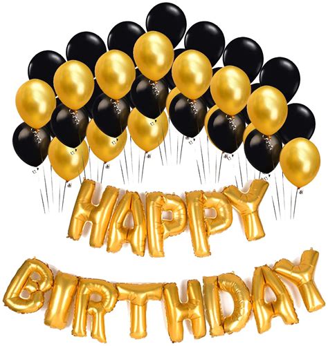 Buy Happy Birthday Letter Foil Balloon Set Of Goldenhd Metallic