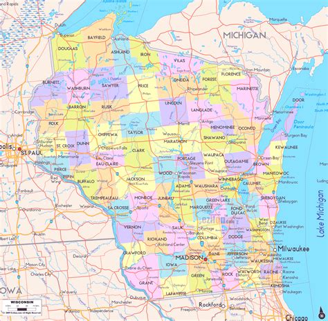 Map Of Wisconsin Cities Road Map Counties Wisconsin State Map Map