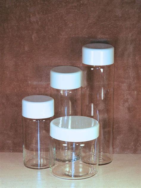 Contemporary Glass Canister Set Of 4 White Tops By Dagutzyone Glass