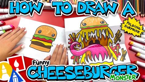 How To Draw A Cheeseburger Monster Art For Kids Hub