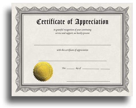 Certificate Of Appreciation Certificate Paper With Embossed Gold Foil