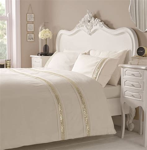 Hallways Gloria Duvet Cover Set Super King Bed Size Sequin Pleated Gold