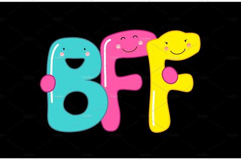 Cute Smiling Cartoon Characters Of Letters Bff Best Friends Forever
