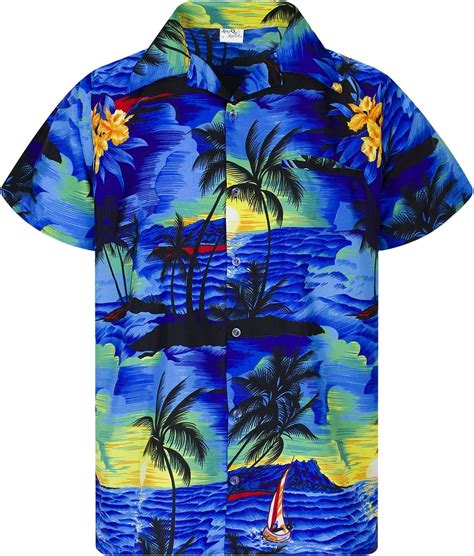 King Kameha Hawaiian Shirt For Men Funky Casual Button Down Very Loud