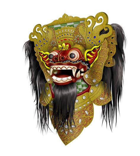Bali Barong Mask Sketsa Topeng Kartun