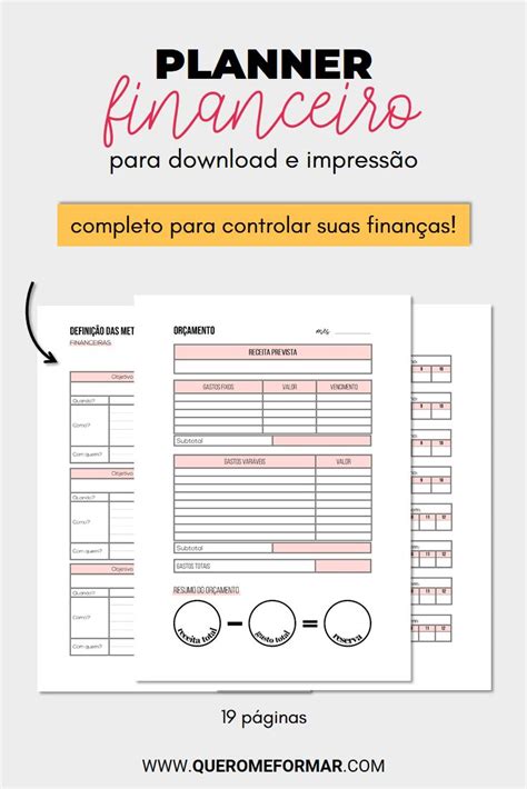 Planner De Controle Financeiro Para Download E Impressão Planner