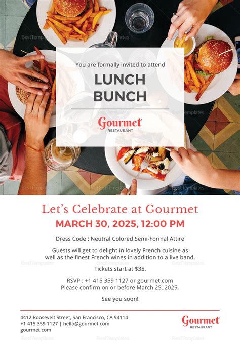 Restaurant Lunch Invitation Template In Psd Word Publisher