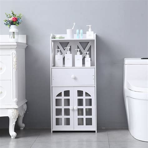 Topcobe High Storage Cabinet Pvc Bathroom Floor Cabinet Free Standing