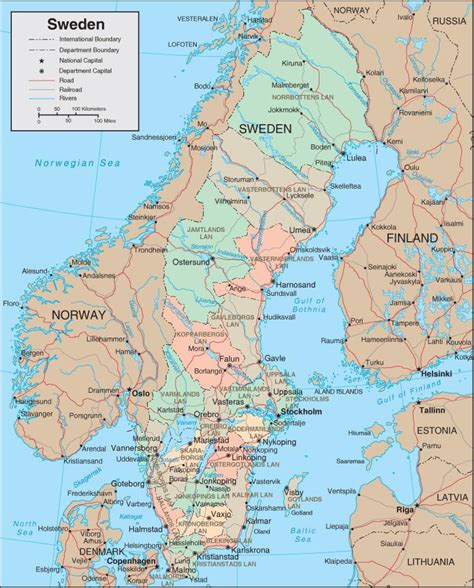 Karta Sverige Detaljerad Karta över Sverige Norra Europa Europa