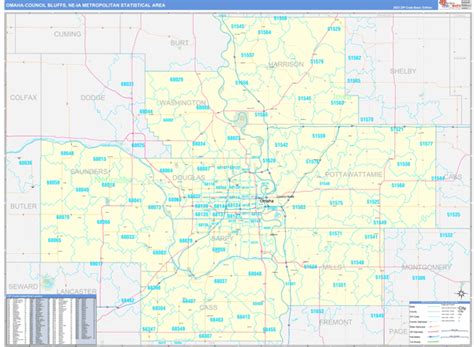 omaha council bluffs metro area ne zip code maps basic