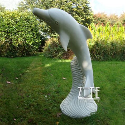 Garden Outdoor Large White Marble Dolphin Fountain Sculpture Statue For