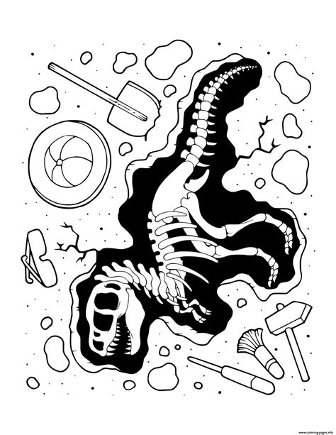 Dino Fossil Coloring Page